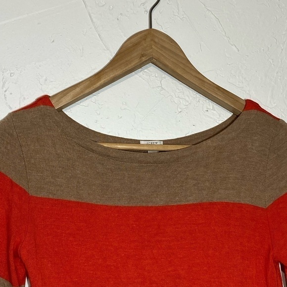 ✅ J.CREW Rugby Stripe Boatneck Top Shirt Orange Tan Top Sz XXS - Picture 4 of 10